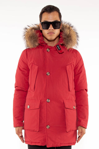 Arctic Parka con vera pelliccia staccabile di colore rosso